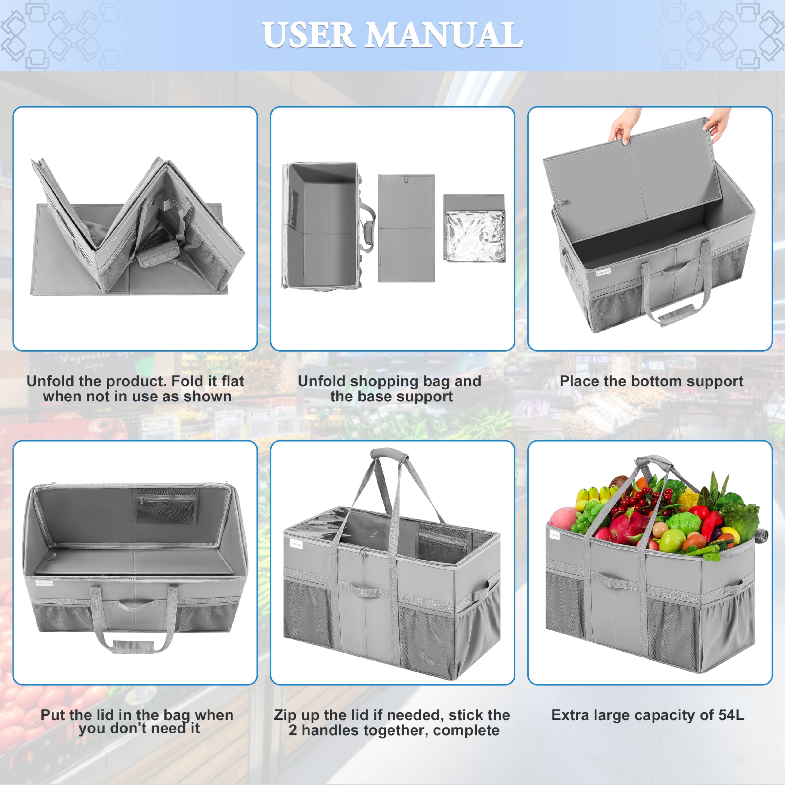 LUVHOMEE tote in car trunk for easy loading