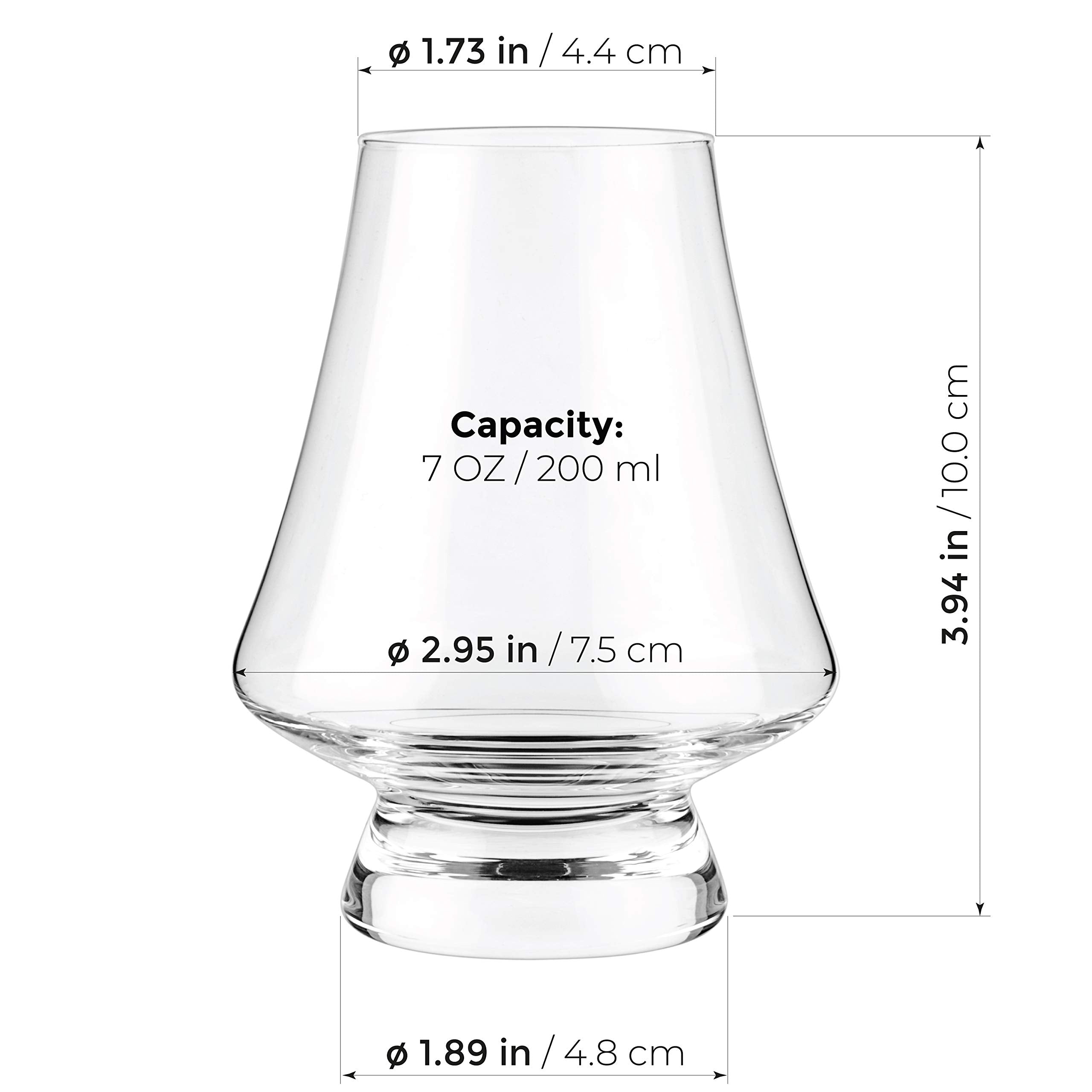 Luxbe crystal glass 7-ounce capacity ideal for neat pours.
