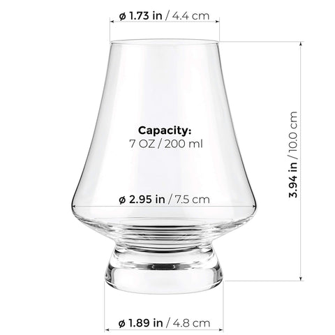 Luxbe crystal glass 7-ounce capacity ideal for neat pours.
