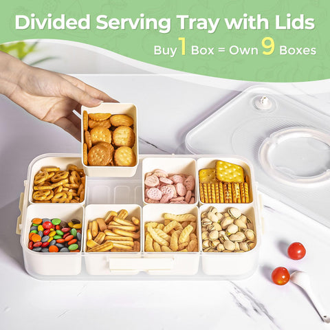 LUXEAR 8-compartment snack box ready for fruits, nuts, or candies