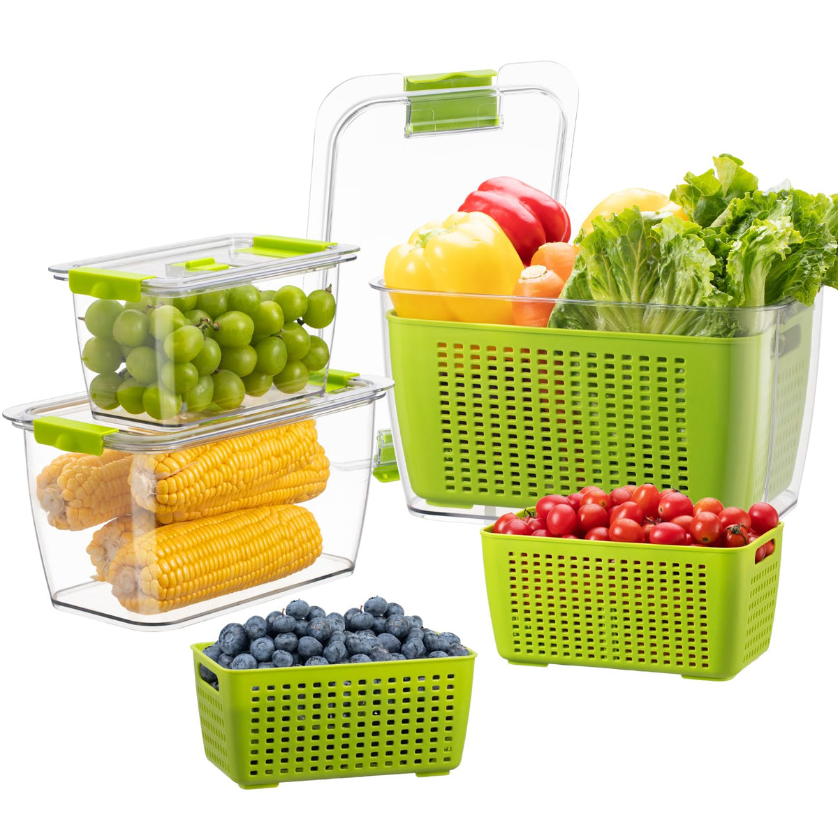 LUXEAR Fresh Container 18-cup for organized fridge storage and long-lasting produce freshness.