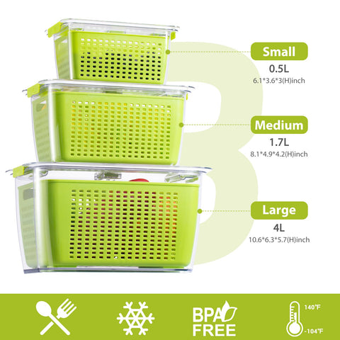 LUXEAR Fresh Container vent-adjustable helps control humidity for crisper vegetables.