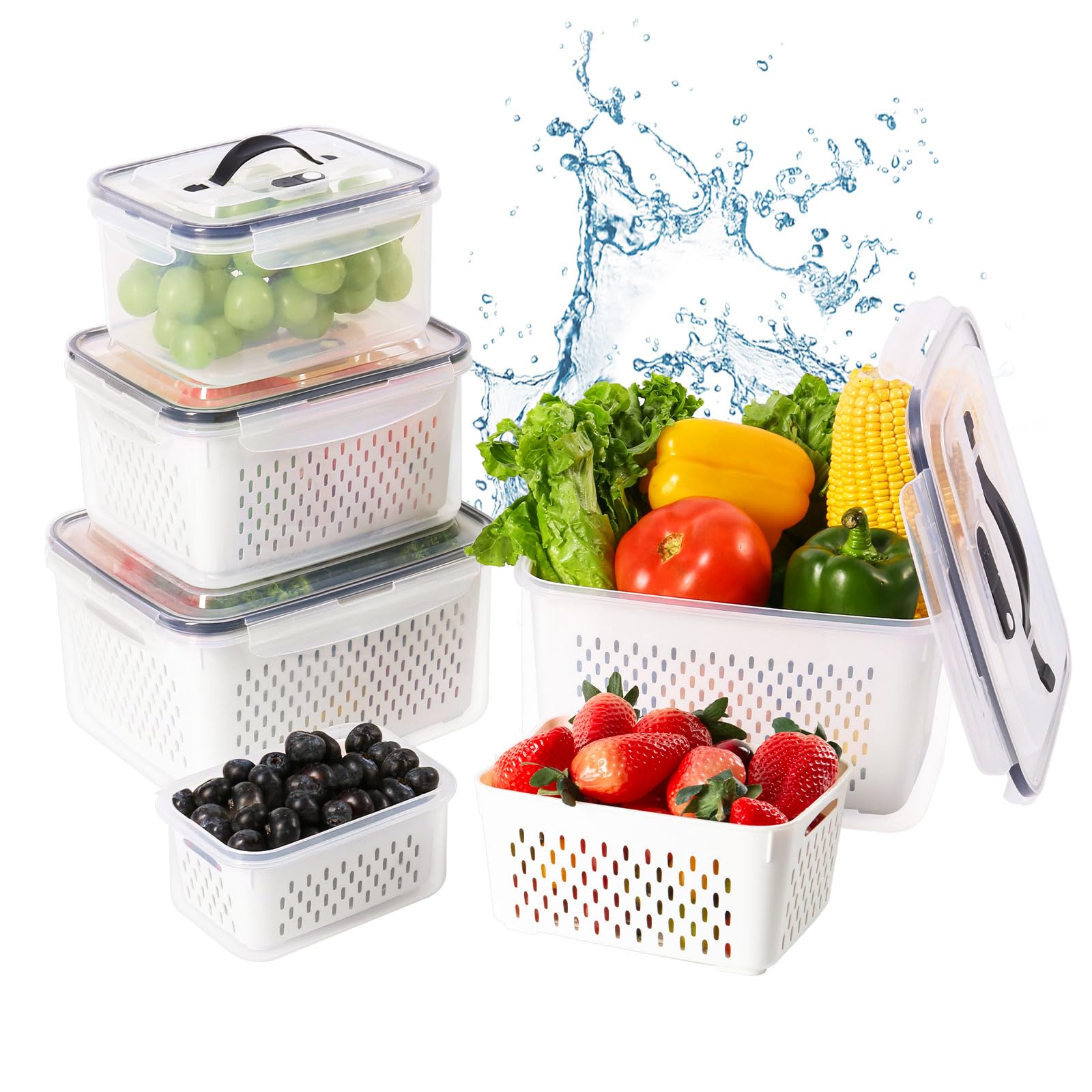 LUXEAR produce keeper with vented lid for customizable freshness