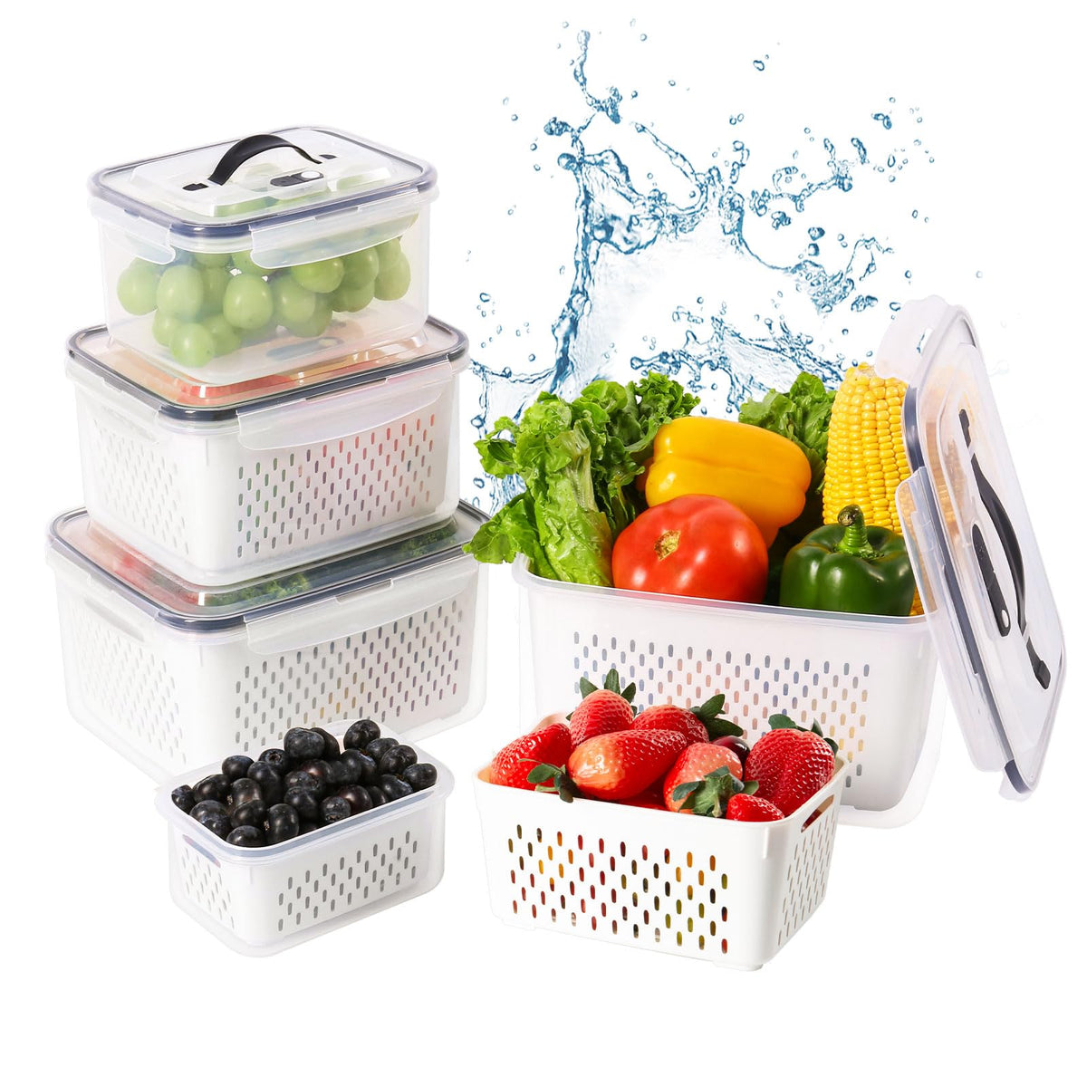 LUXEAR produce keeper with vented lid for customizable freshness