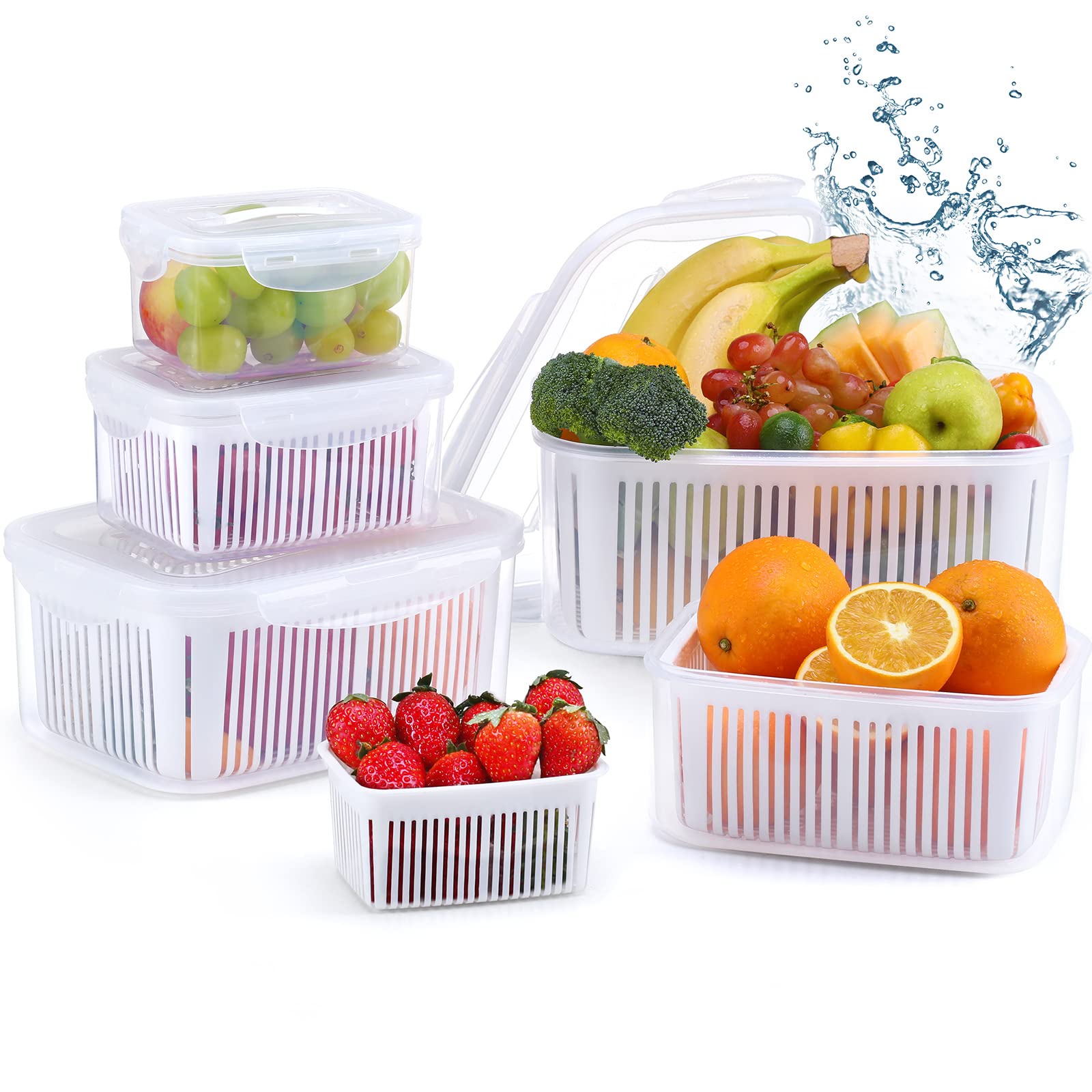 LUXEAR Produce Saver large-capacity containers shown in a set for bulk storage and organization