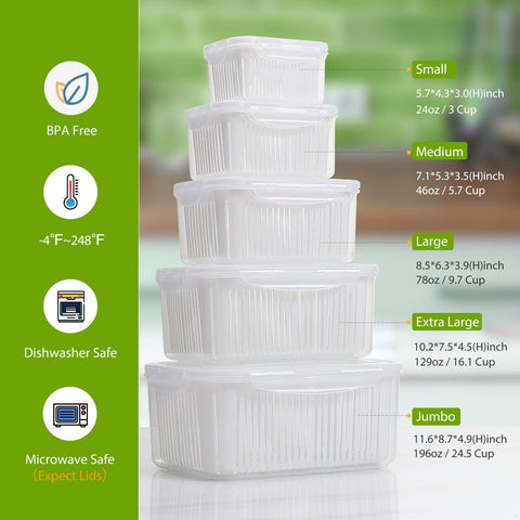 LUXEAR lids and colanders with containers ready for washing and drainage
