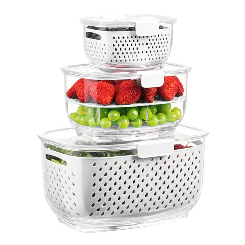 LUXEAR vented storage container for fresh produce with humidity control