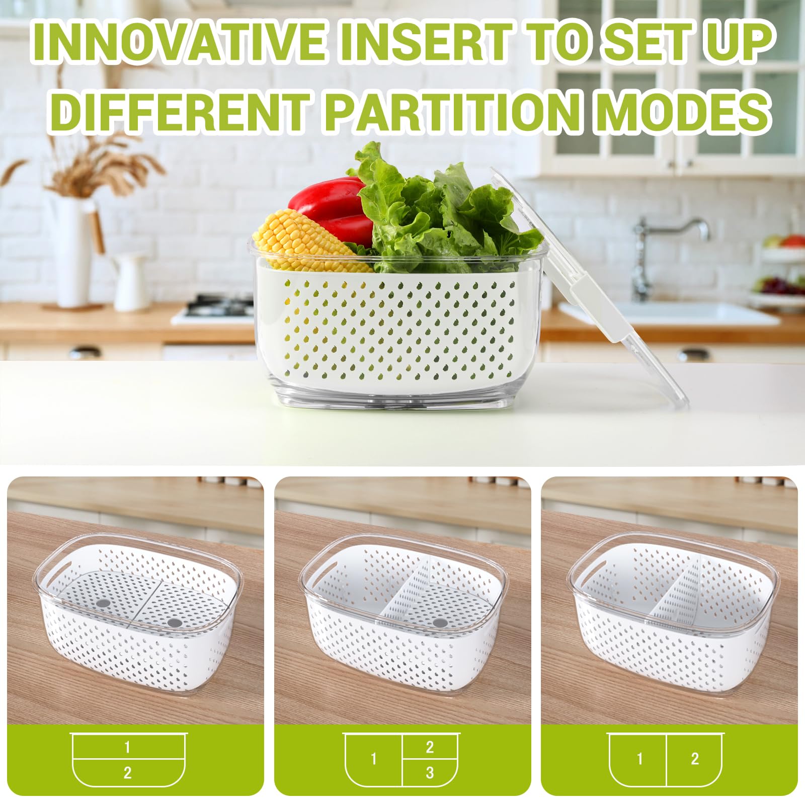 LUXEAR built-in wash and store colander feature helps rinse produce