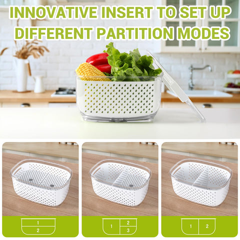 LUXEAR built-in wash and store colander feature helps rinse produce
