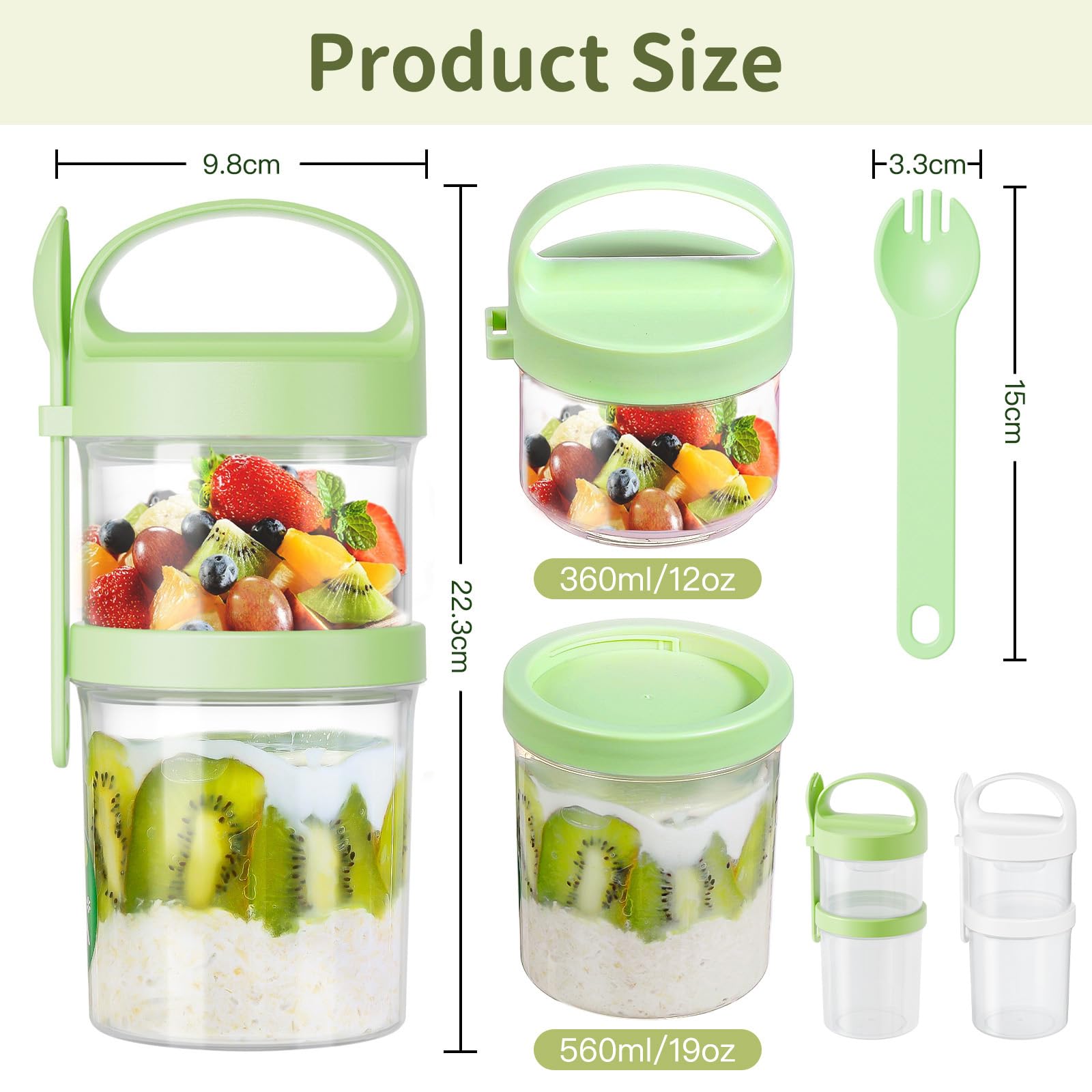 LUXEAR yogurt parfait container with built-in spoon for easy portioning.