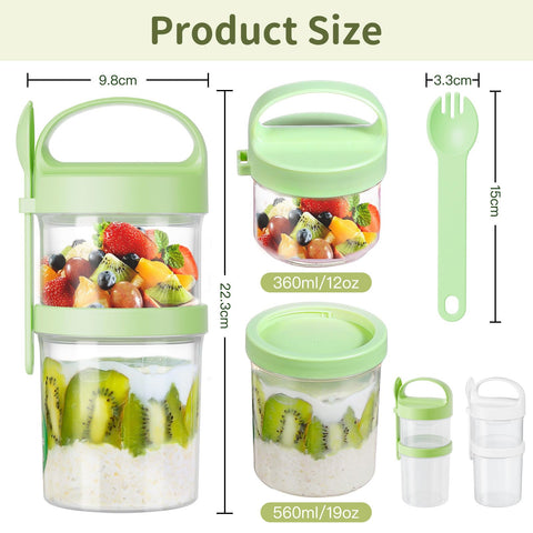 LUXEAR yogurt parfait container with built-in spoon for easy portioning.
