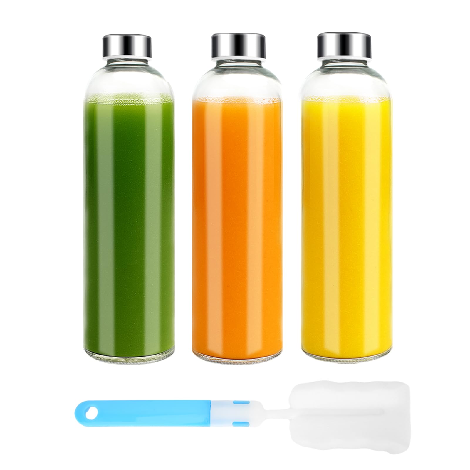Luxfuel 32 oz clear glass bottle with stainless cap for refreshing water on the go.