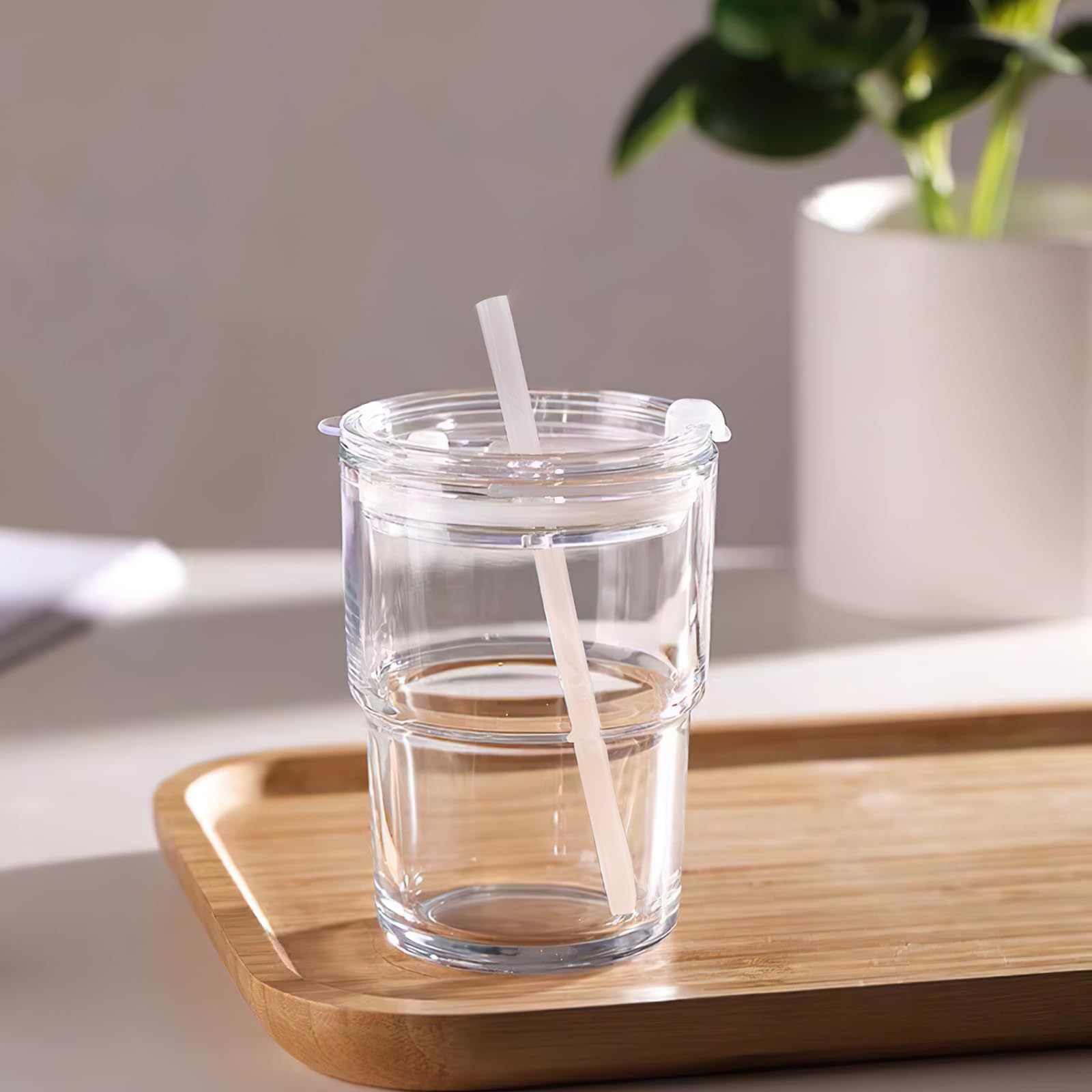 Luxfuel amber tumbler, dishwasher-safe glass for easy cleaning.