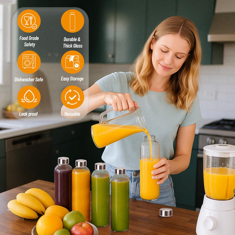 Luxfuel BPA-free glass bottle offers chemical-free beverage storage.