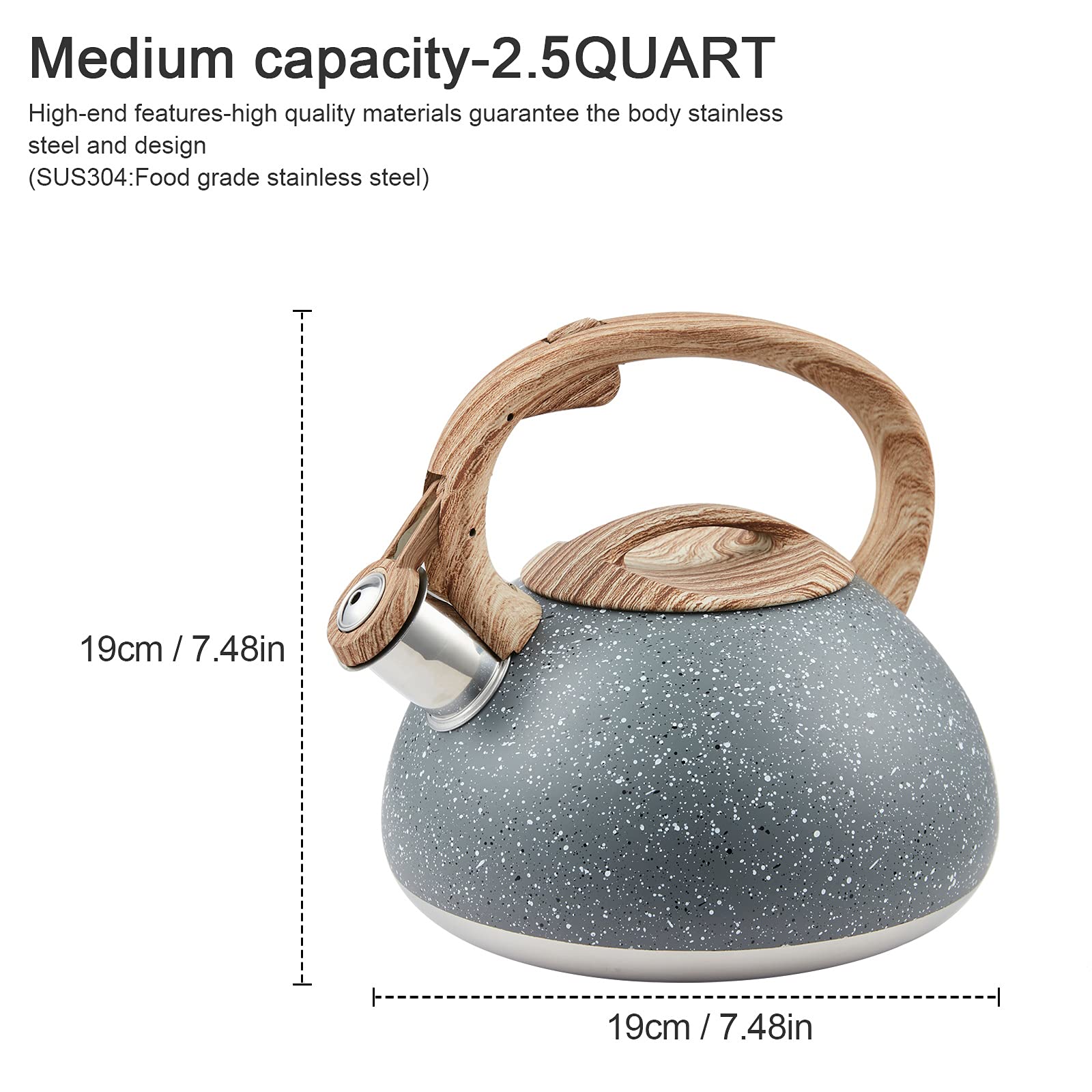 LuxGrace 2.2-quart capacity kettle for family servings