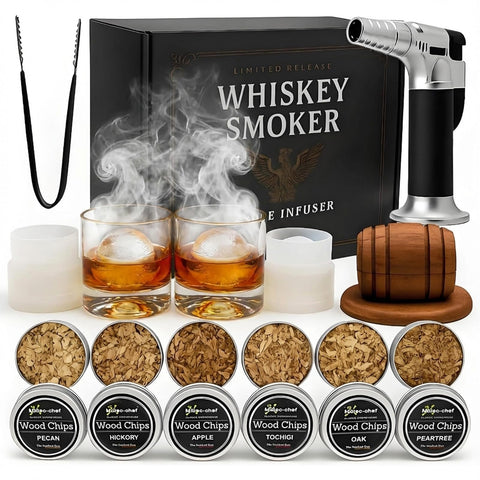 Luxice whiskey smoker top for at-home infusion of smoky cocktails.
