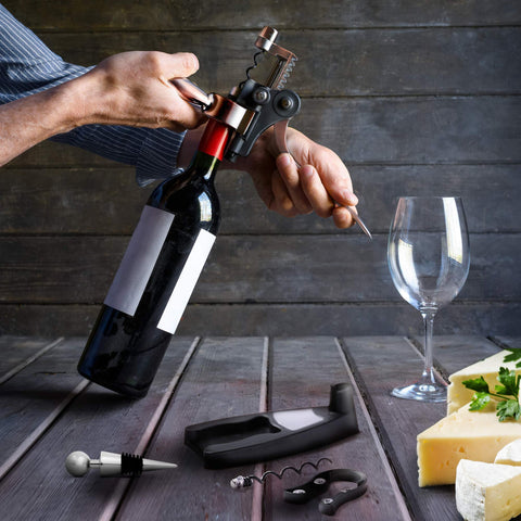 Luxiluxy ergonomic handle detail enhances cork-removal comfort.