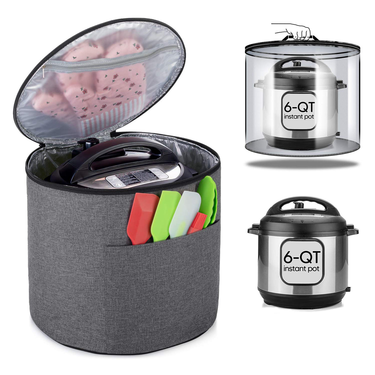 LUXJA 6-Quart Instant Pot dust cover with front pocket keeps accessories organized.