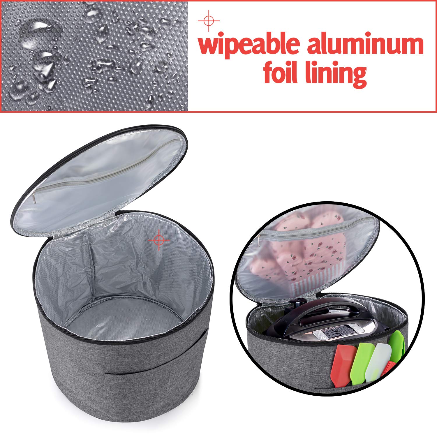 LUXJA gray dust cover top handle makes transporting the Instant Pot easy.