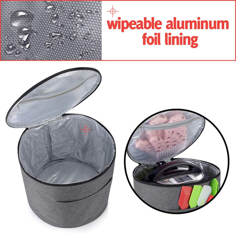 LUXJA gray dust cover top handle makes transporting the Instant Pot easy.