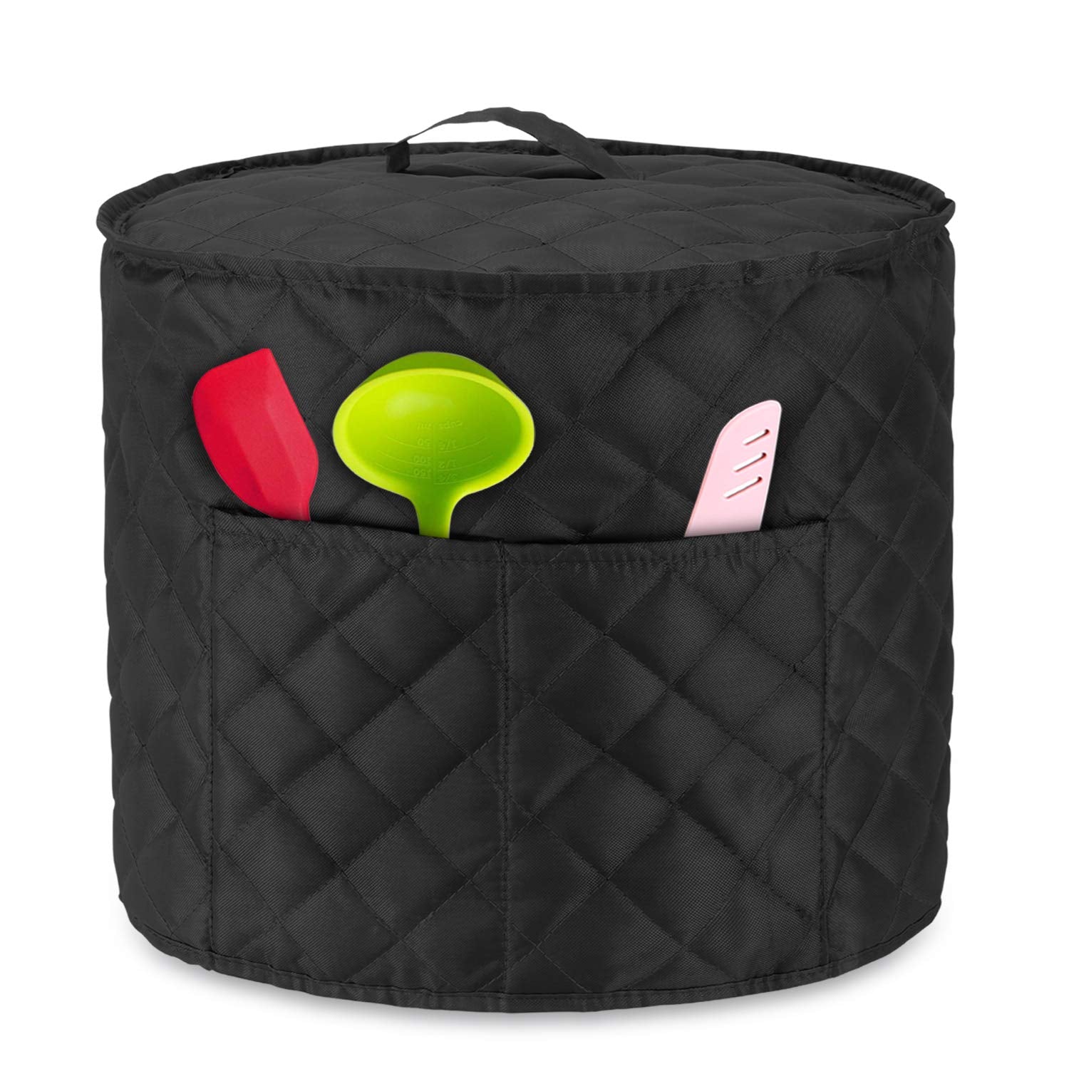 Luxja dust cover exterior pockets hold utensils for easy cooking