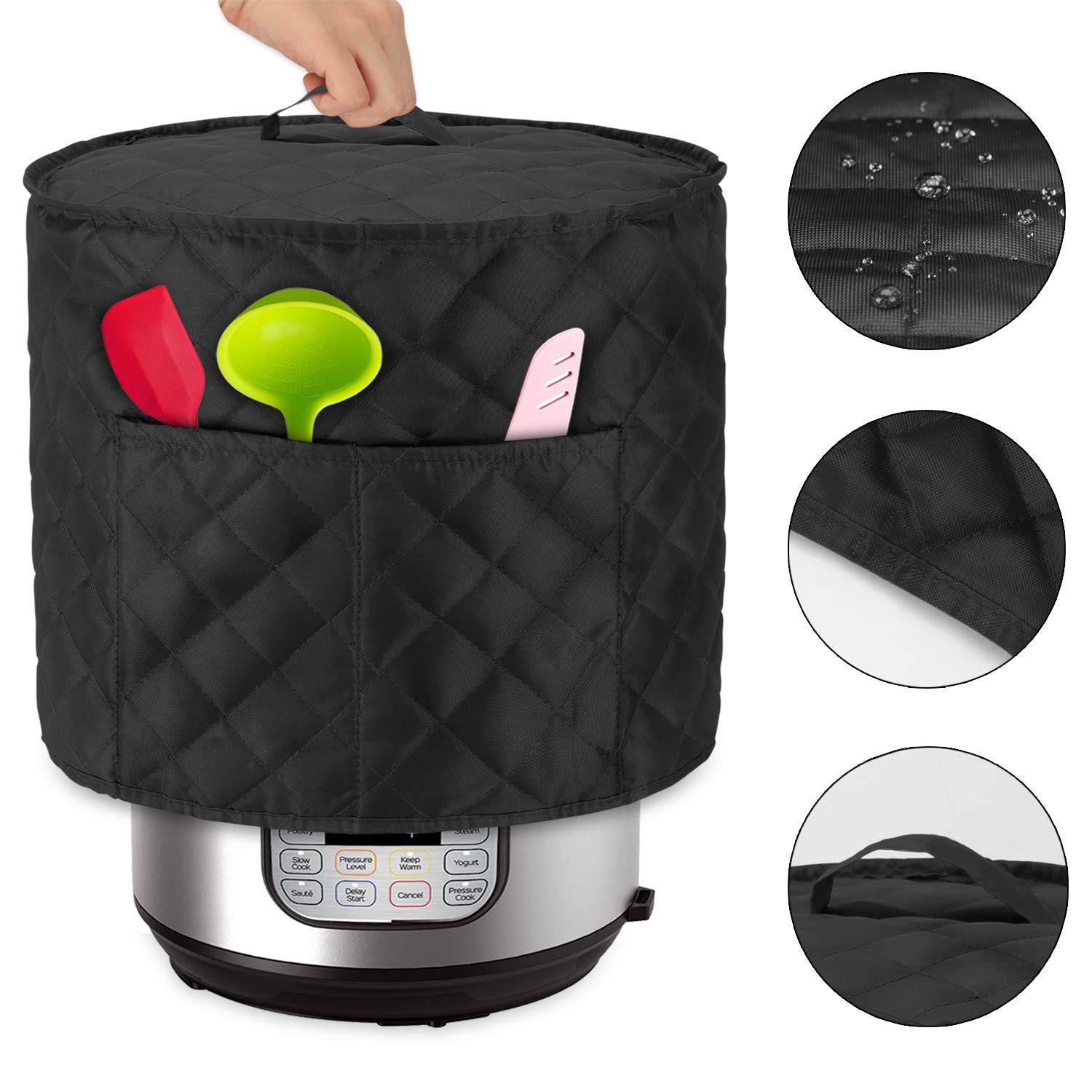 Luxja dust cover top handle close-up shows easy removal