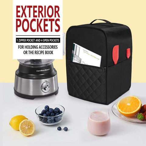 Luxja cover featuring accessory pockets keeps spatula and recipe book organized.