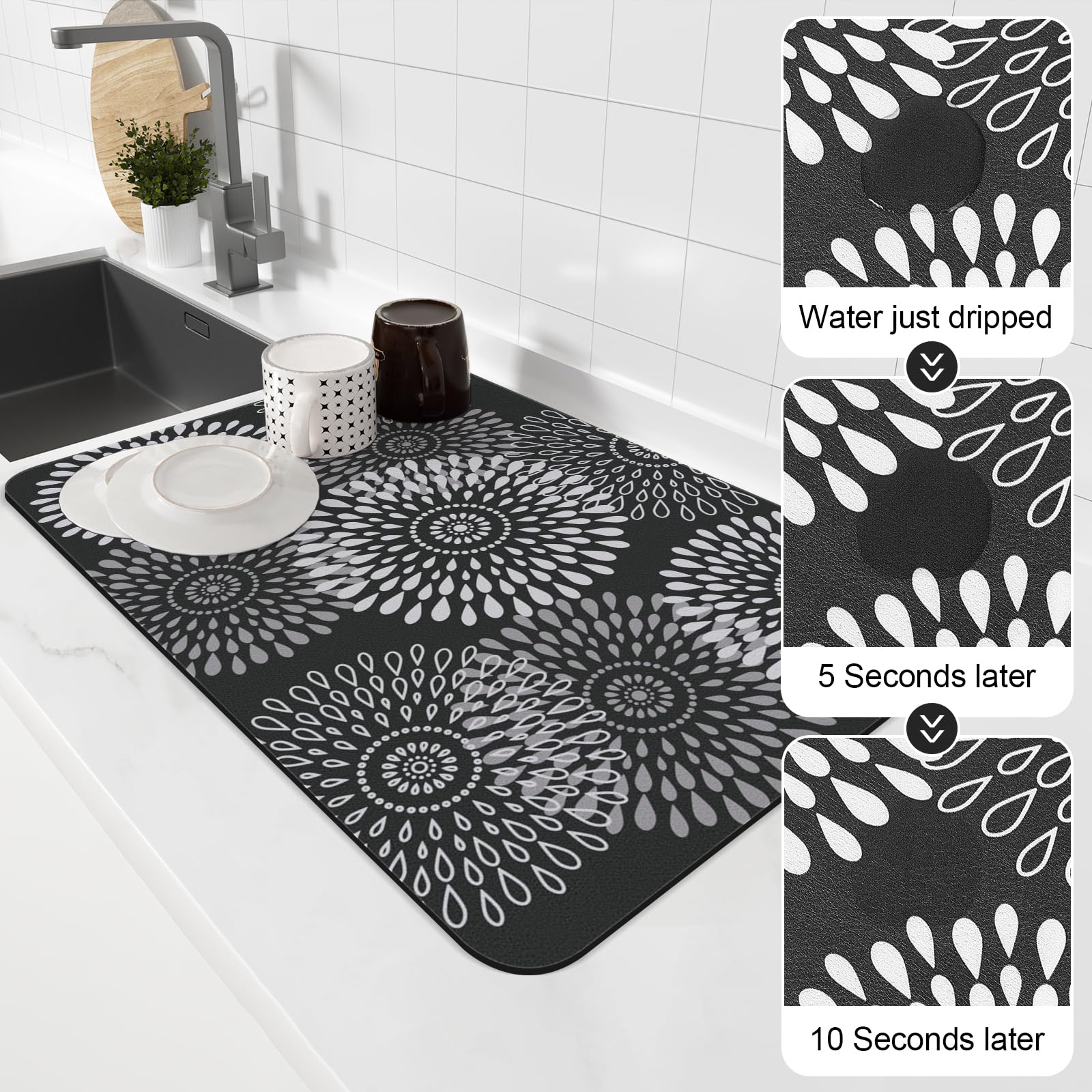 LuxStep dish drying mat easy-clean surface for quick maintenance