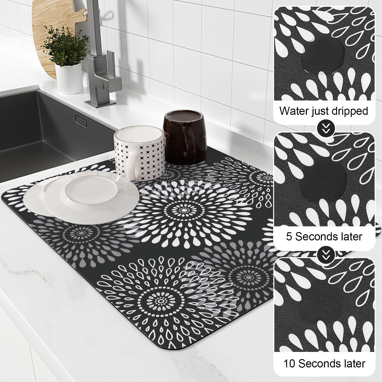 LuxStep rollable drying mat stores compactly in a drawer when not in use.