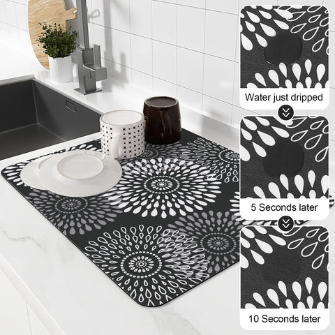 LuxStep rollable drying mat stores compactly in a drawer when not in use.