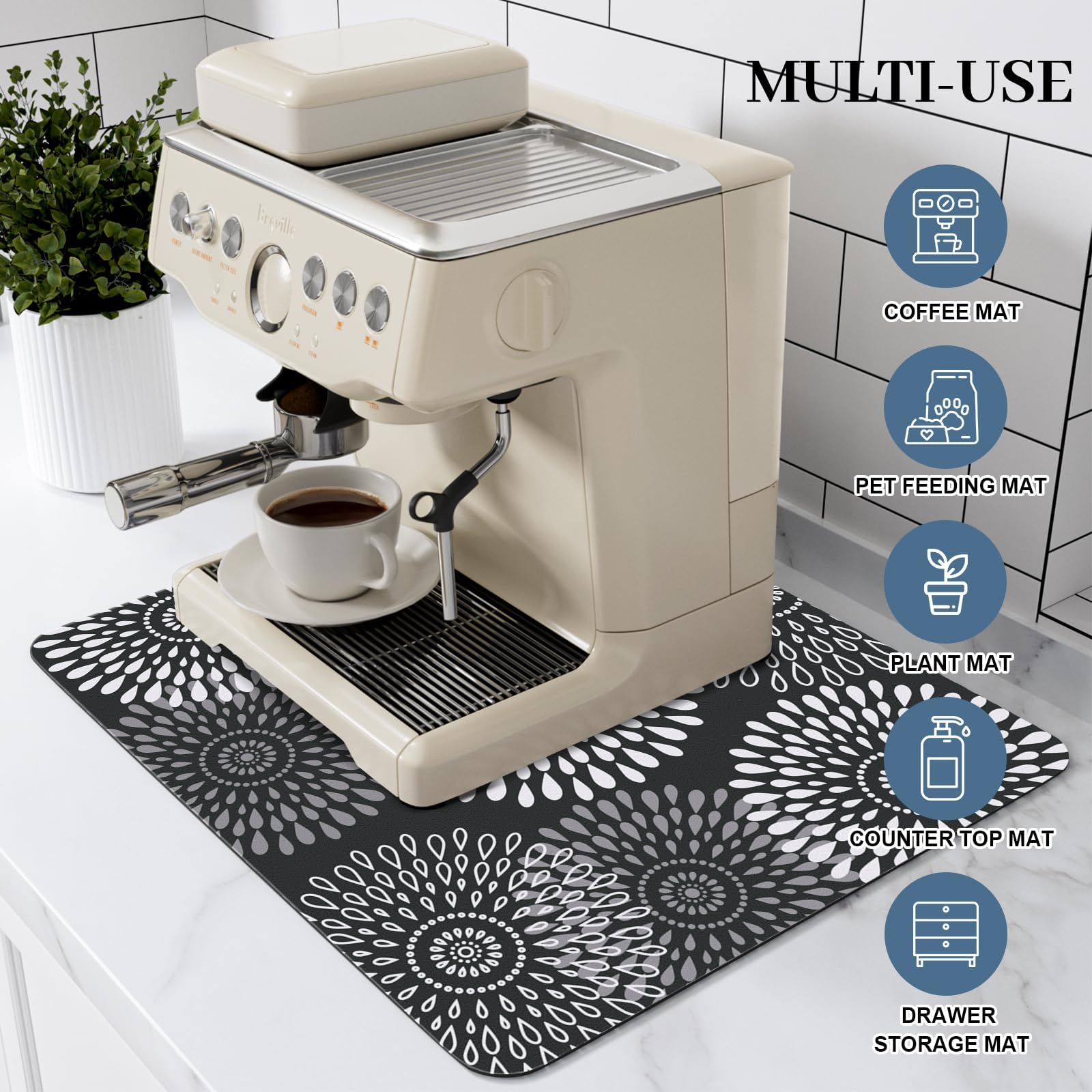 LuxStep 15in x 18in kitchen mat fits standard counters for efficient drying.