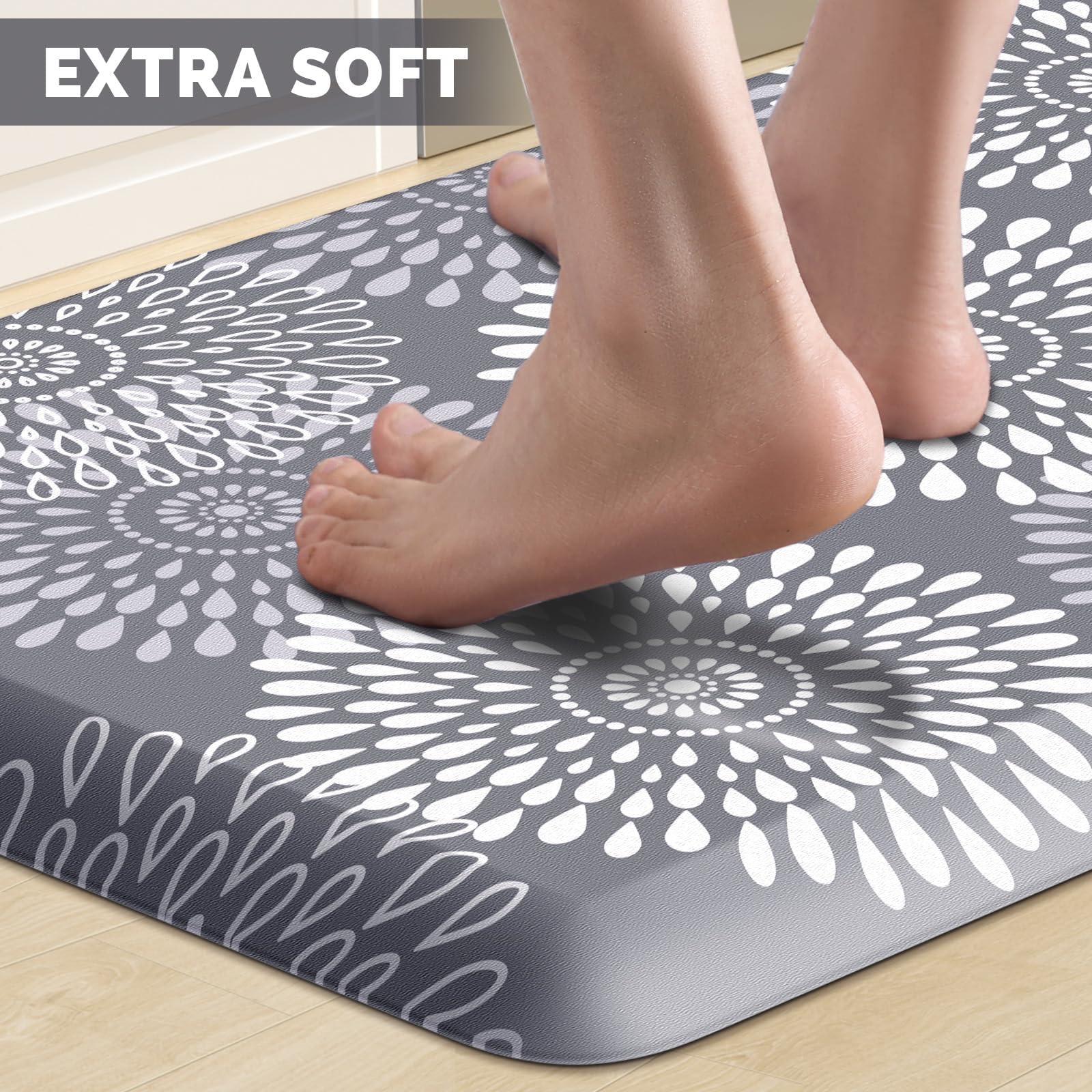 LuxStep kitchen mat with beveled edges reduces trips and adds a sleek look.