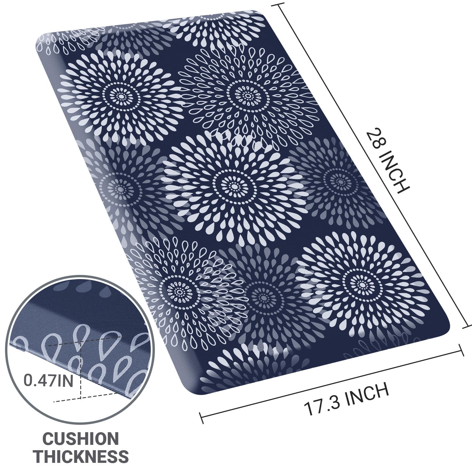 LuxStep kitchen mat with beveled edges demonstrates safety and slip resistance.