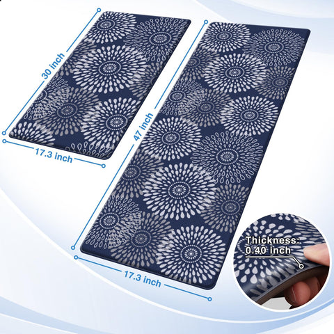 LuxStep blue kitchen mat 17.3x47 inches for extended comfort during prep and cleanup.