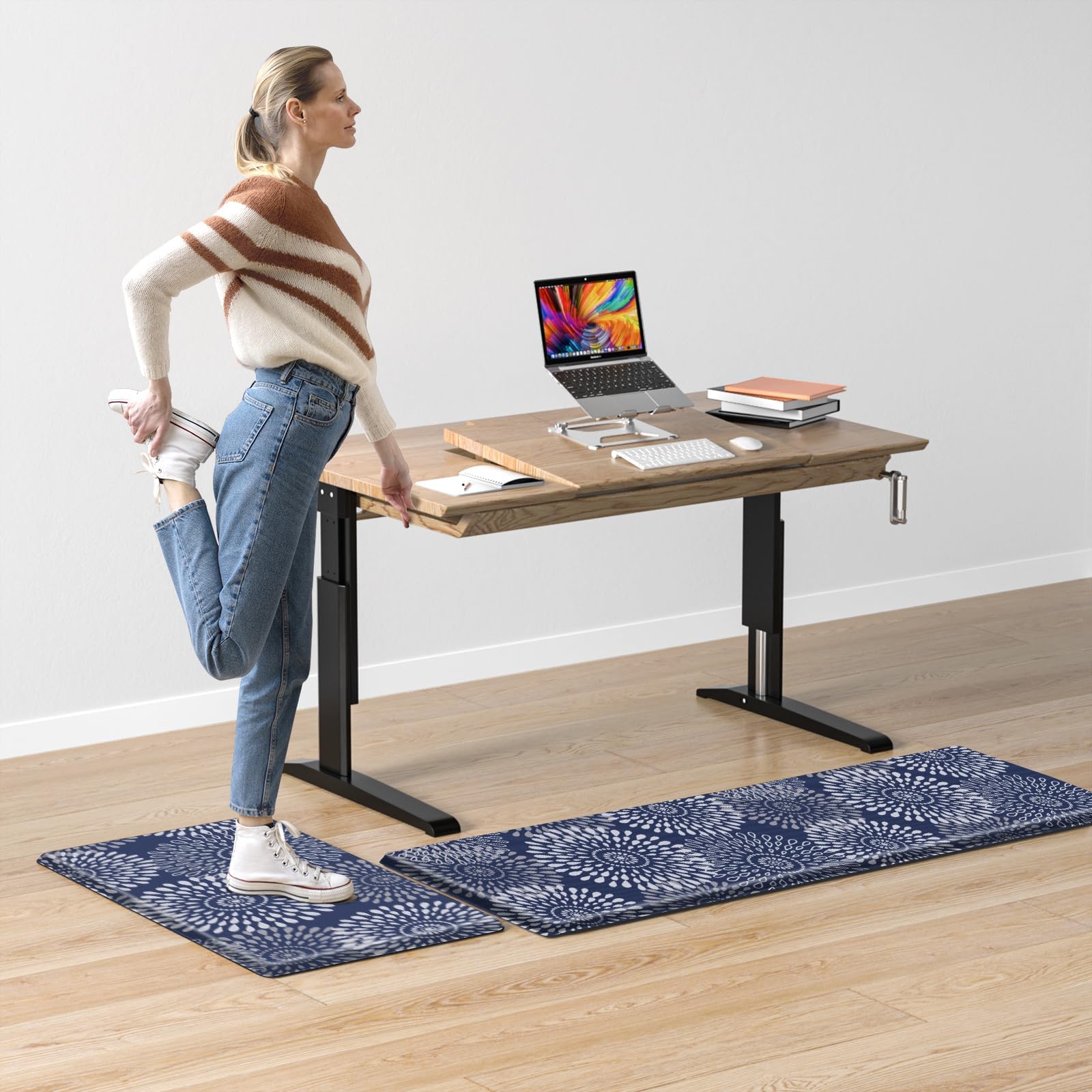 LuxStep blue kitchen mat suitable for homes and busy spaces.
