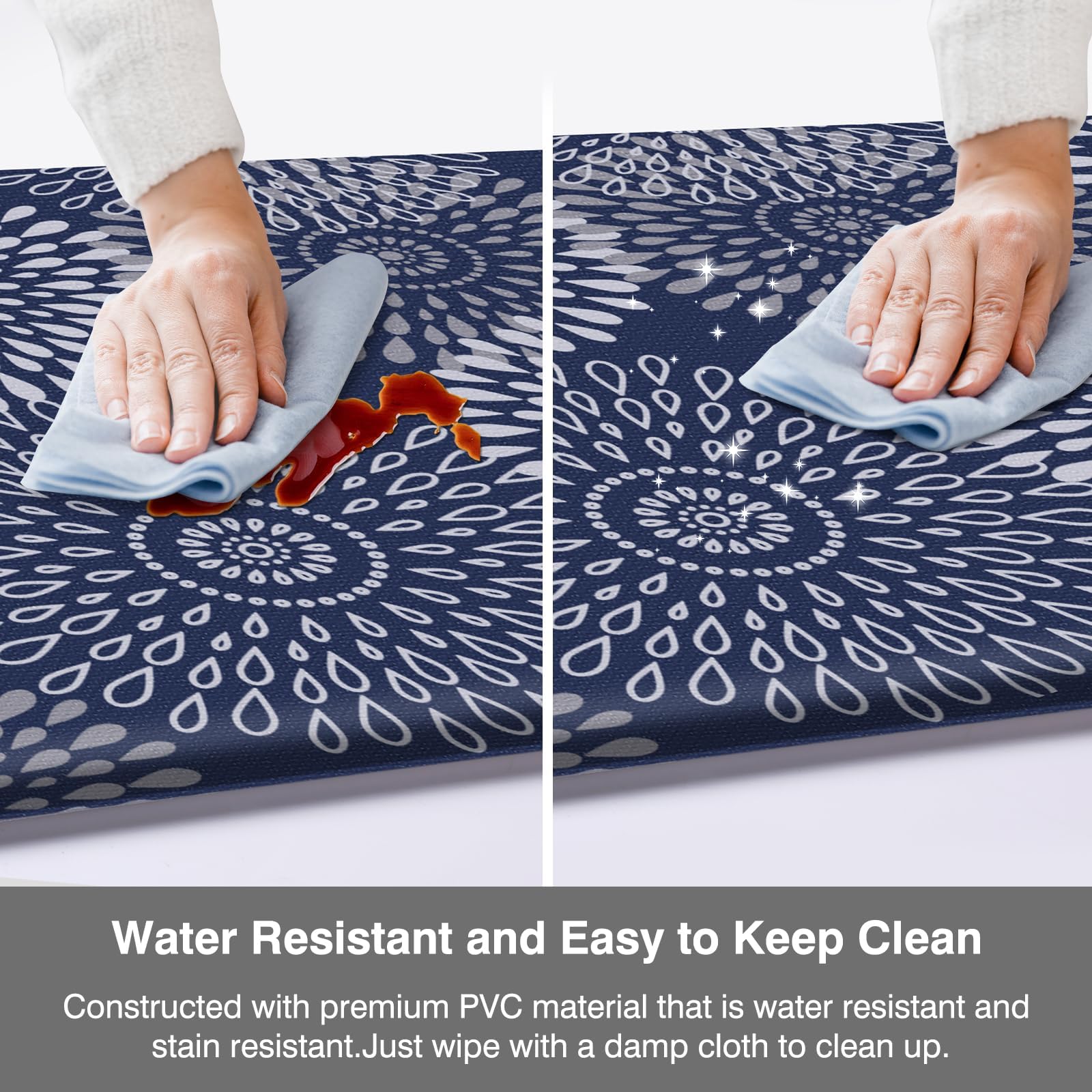 LuxStep blue easy-clean surface wipes clean quickly.