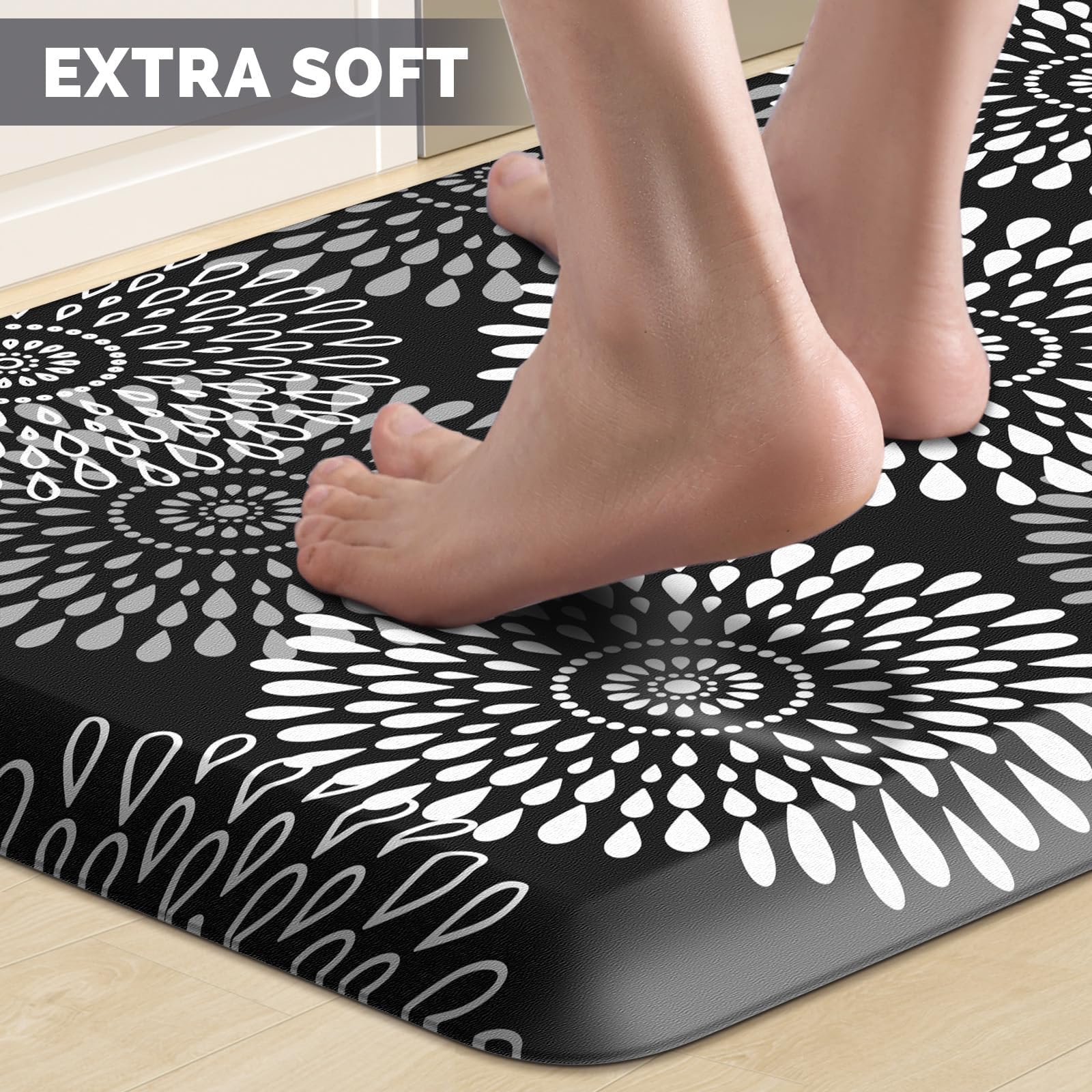 LuxStep cushioned foam provides soft support during busy kitchen work.