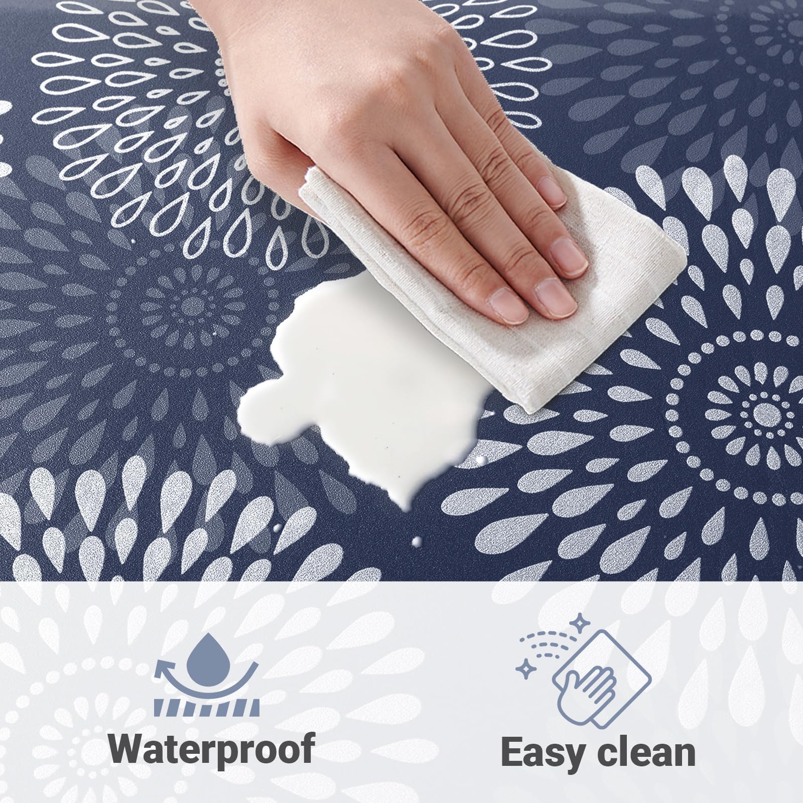 LuxStep waterproof mat being wiped clean highlights easy maintenance.