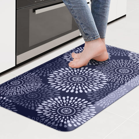 LuxStep kitchen mat full view in blue showing size and color, comfortable standing surface.