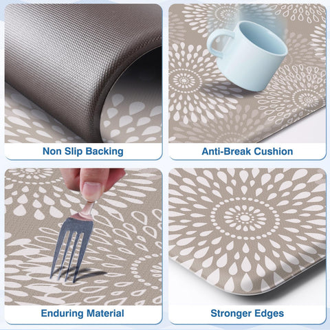 LuxStep khaki color kitchen mat adds a durable accent to decor.