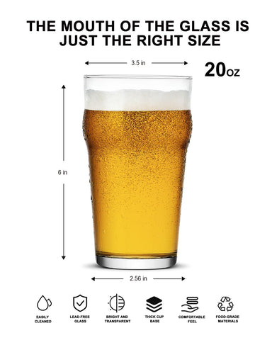 LUXU pint glasses 20oz with contemporary design improve the drinking experience.