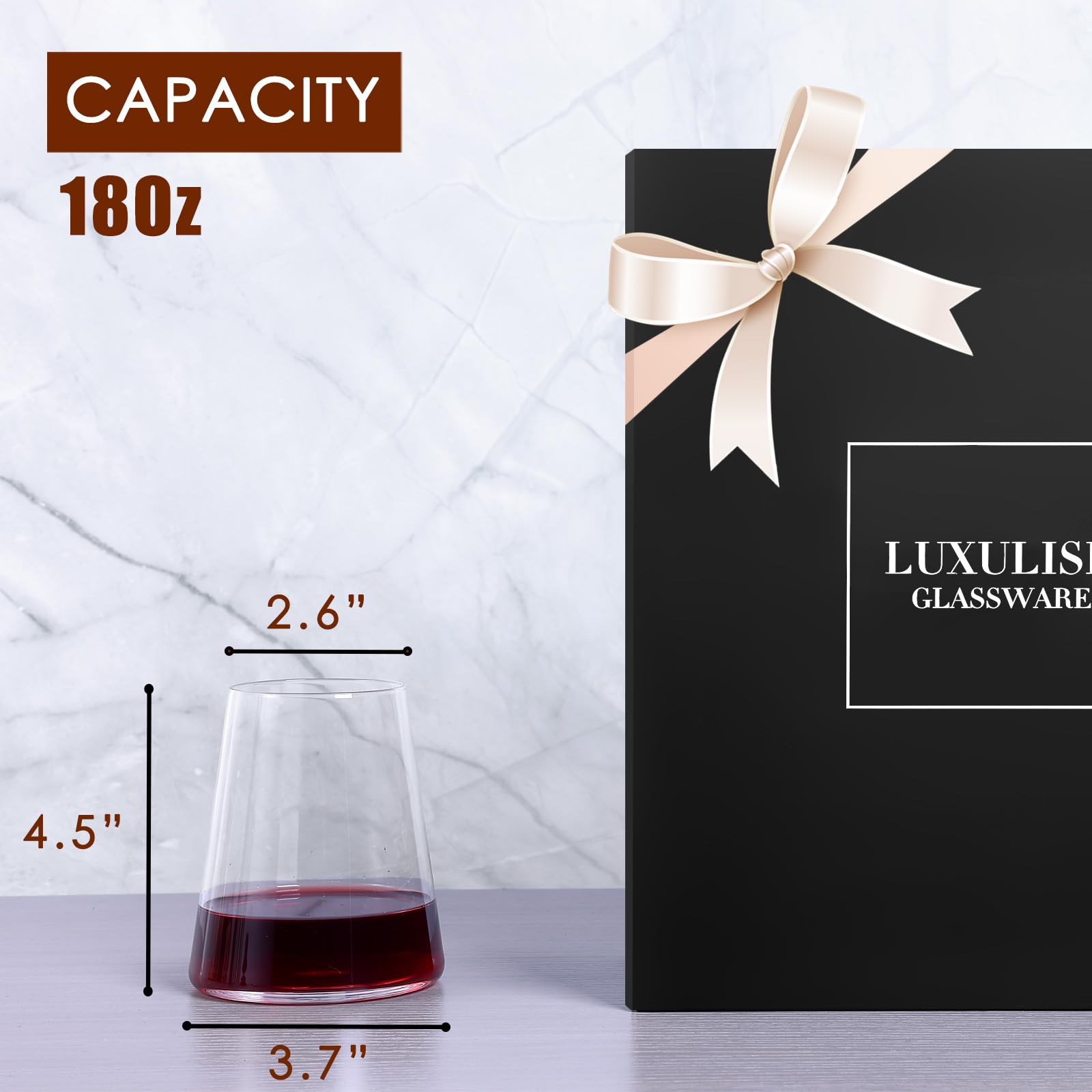 LUXULISH clear crystal glasses from the 6-pack suit everyday use and special occasions