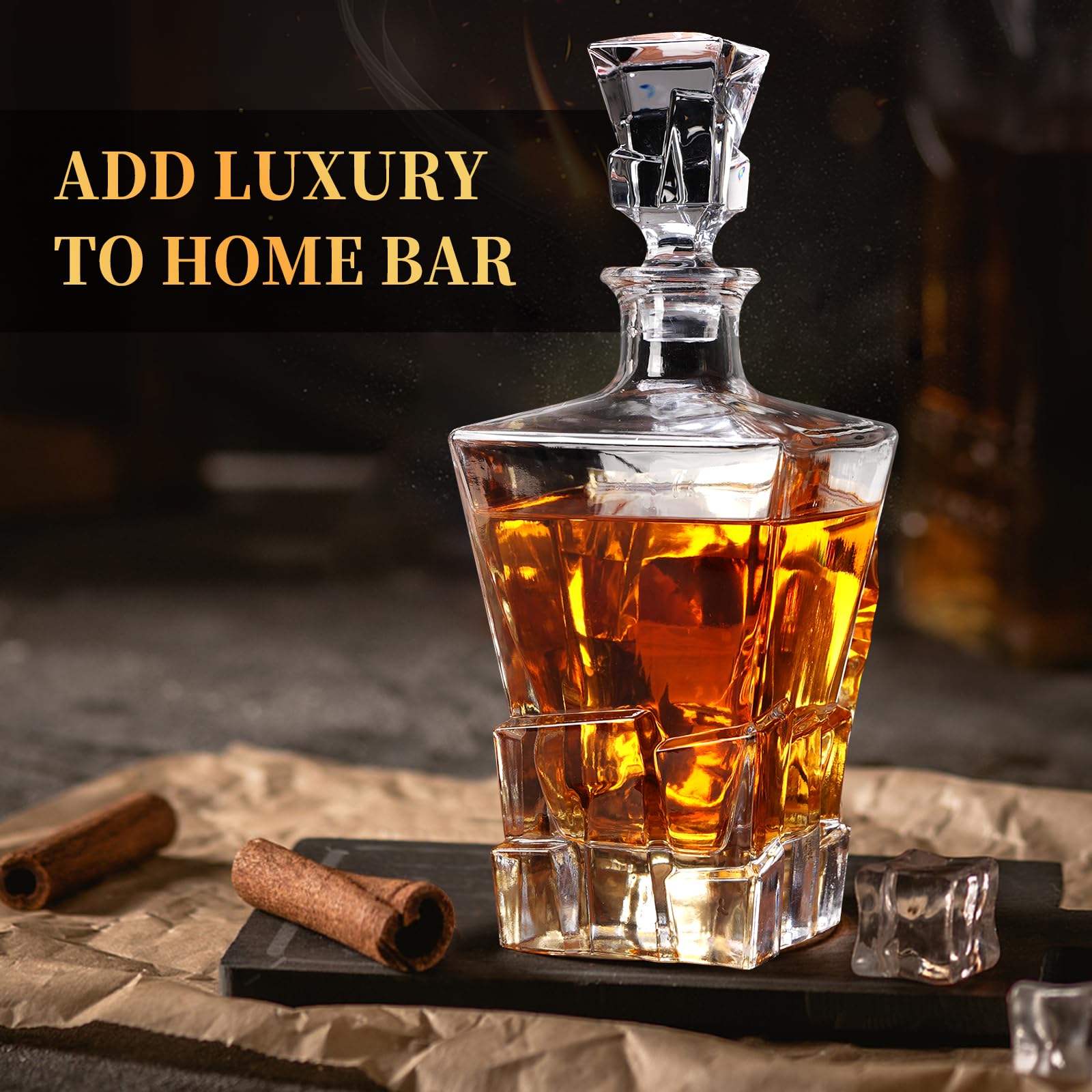 LUXULISH crystal whiskey glasses complement the set for sophisticated tasting