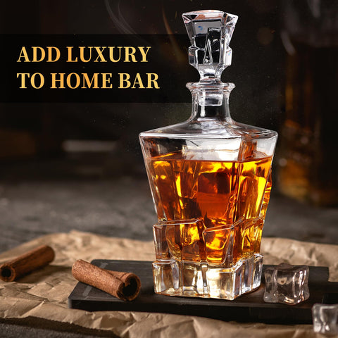 LUXULISH crystal whiskey glasses complement the set for sophisticated tasting