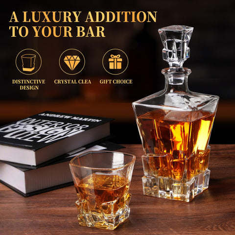 LUXULISH decanter with glass stopper for precise pouring and aroma preservation