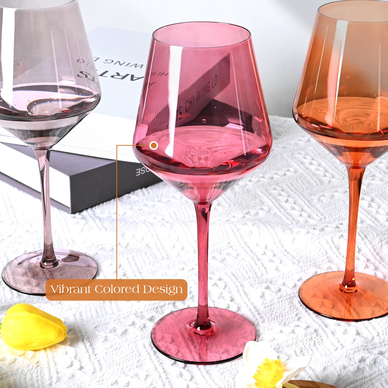 LUXULISH green hand-blown crystal wine glass vibrant table feature.