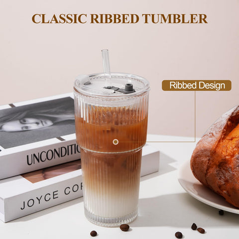 Luxulish close-up of ribbed glass texture adds vintage appeal and grip.