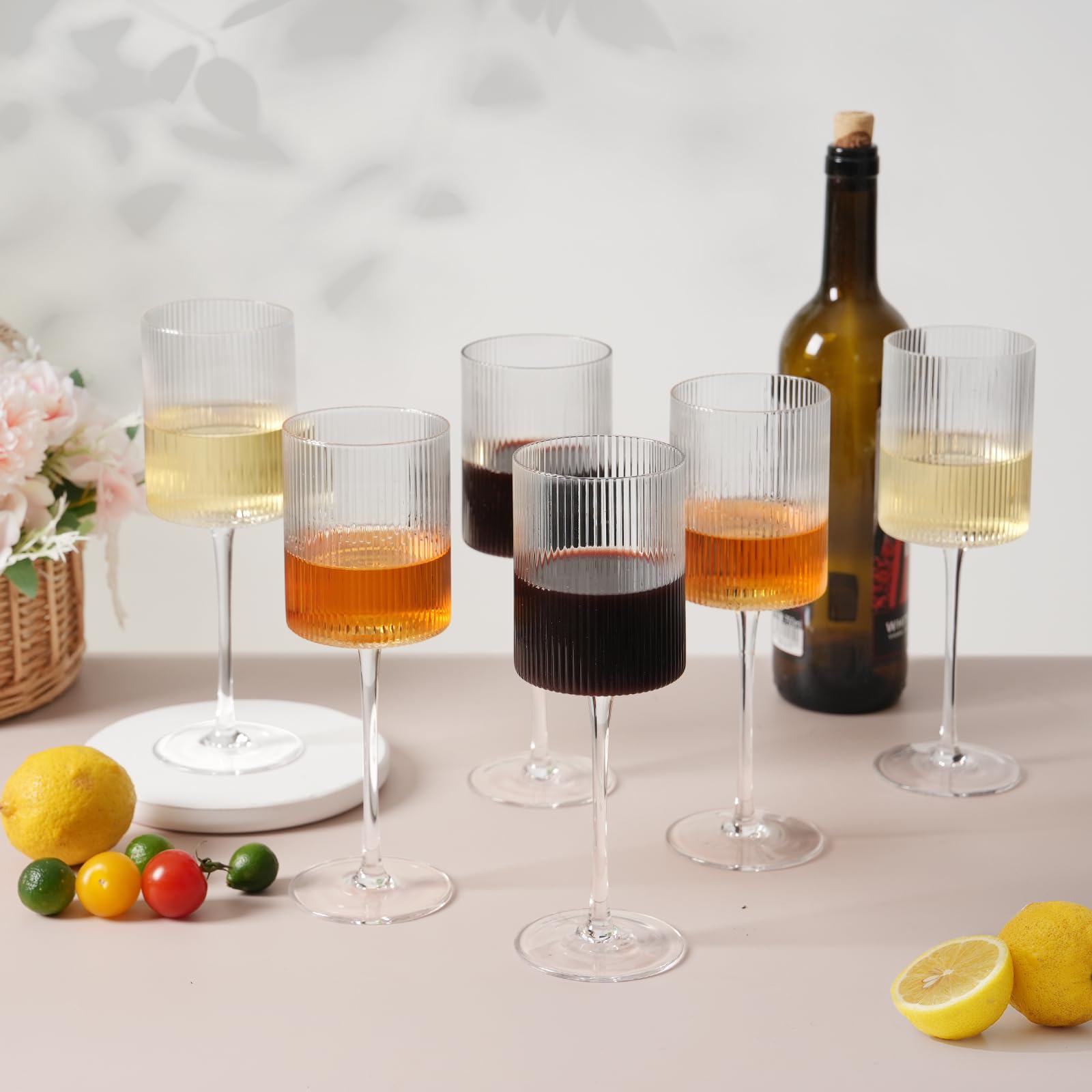 Gift-ready packaging for LUXULISH ribbed square wine glasses set