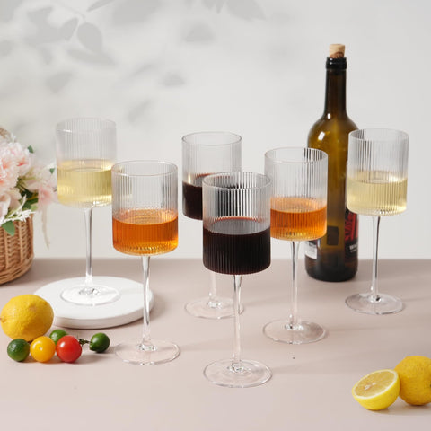 Gift-ready packaging for LUXULISH ribbed square wine glasses set