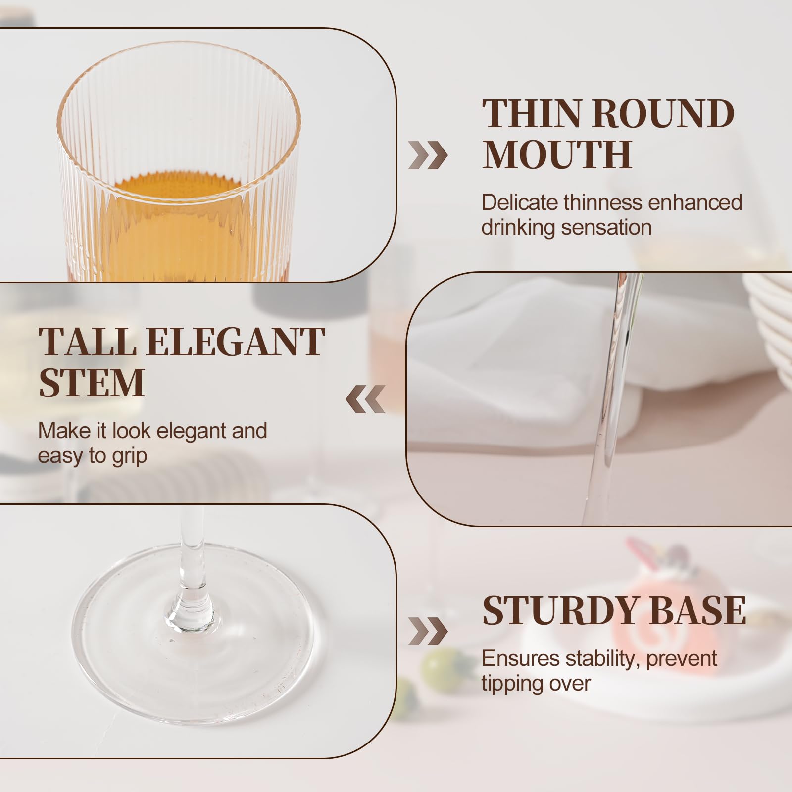Lead-free crystal detail on LUXULISH ribbed square wine glass
